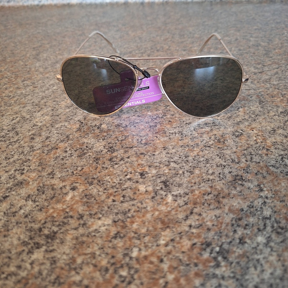 Foster Grant Sunsentials (AVIATOR‎ STYLE) SUNGLASSES A10 GOLD FREE CASE